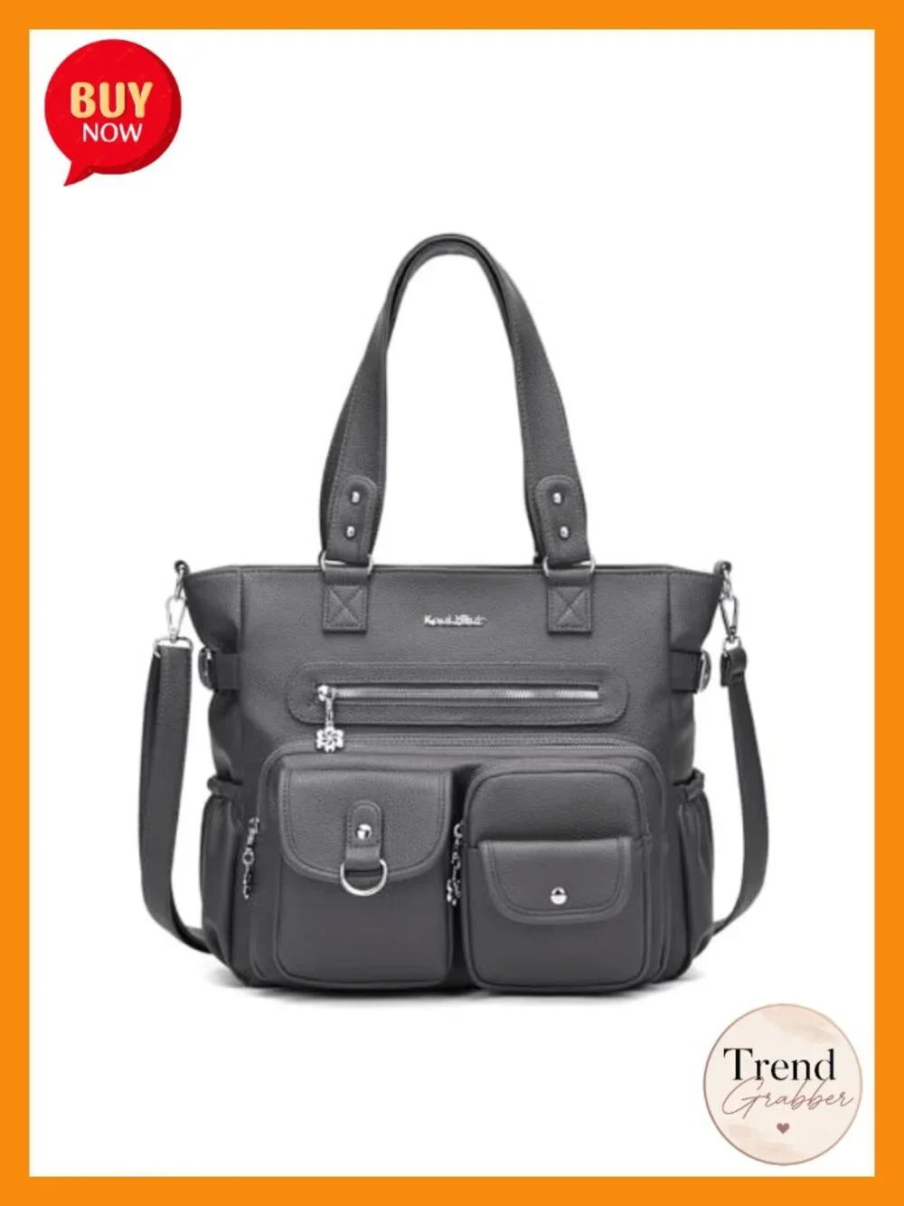 Large Crossbody Shoulder Bag Tote Handbag with Adjustable Strap, Vegan Leather